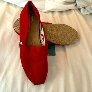 Tom’s Alpargata Slip On Flat Shoes Red 8w